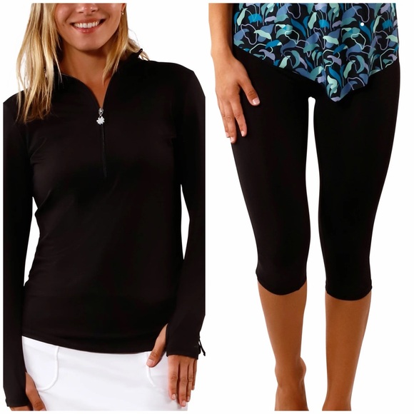 Uv Skinz Other - UV SKINZ Black Long Sleeve Top and Capri Leggings Swim Set